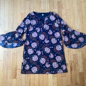 Floral Long Sleeve Formal Dress